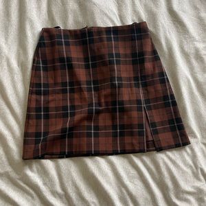 Aritzia Brown Plaid Mini Skirt